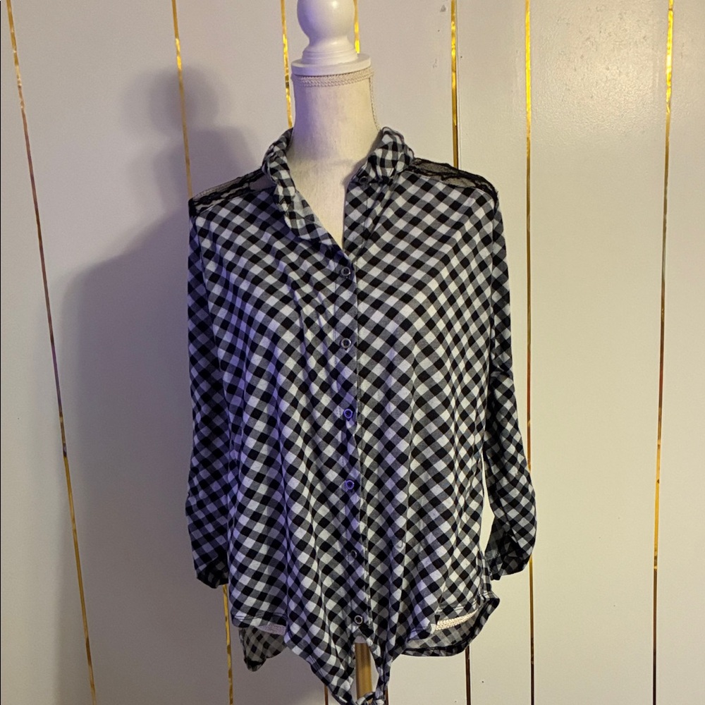 Black and White Checkered Women's Top